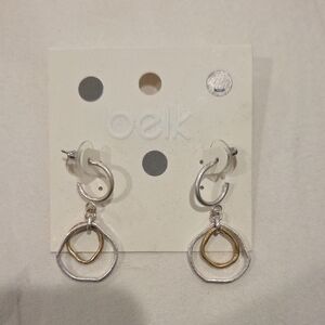 belk Two-Tone Silver and Gold Dangle Hoop Earrings